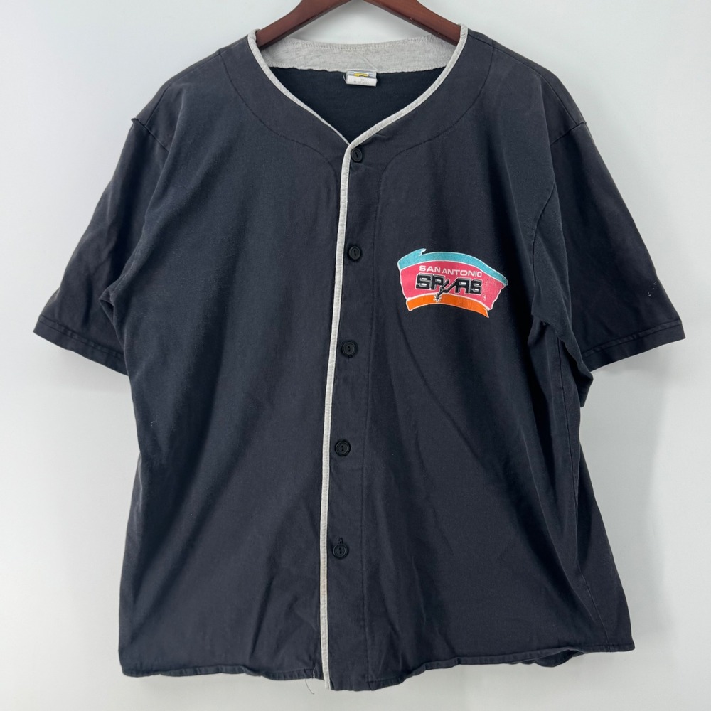 Vintage San Antonio Spurs Competitor Baseball Jersey Shirt Black L Made in USA